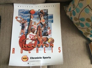 Houston Chronicle Houston Rockets Original Poster 19x25 Neuwertig 26 Jahre  - Bild 1 von 4
