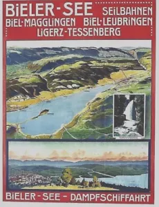 Original vintage poster LAKE BIEL JURA MOUNTAINS & ALPS 1913 - Picture 1 of 1