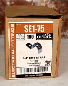 Orbit SE1-75 0,75 (3/4") Zoll EMT Schwerlast 1-Loch Gurt Menge 100 - Open Box - Bild 1 von 6