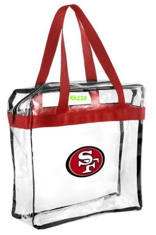 NFL San Francisco 49ers Clear Zippered Messenger Tote Bag - Stadium Approved Cover