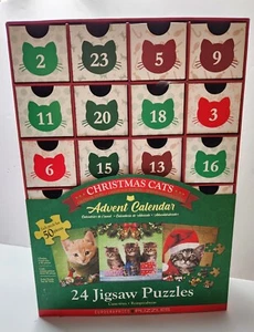 Eurographics Christmas Cat Advent Calendar 24 Jigsaw 50 Piece Puzzle - Picture 1 of 4