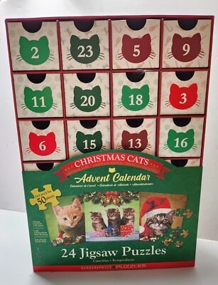 Eurographics Christmas Cat Advent Calendar 24 Jigsaw 50 Piece Puzzle - Image 1 of 4