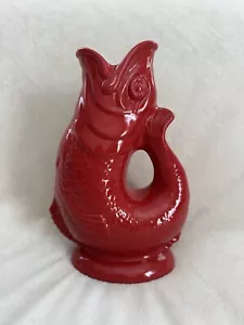 Red Gluggle Jug By Wade Stoke On Trent England 10 1/2” - Picture 1 of 5