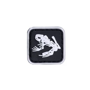 2PCS MINI 3D PVC US Navy Seals Frog Skull Skeleton RUBBER HOOK LOOP PATCH GLOW - Picture 1 of 6
