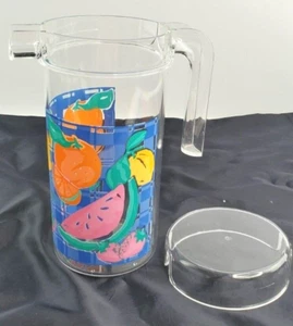 Vintage Andre Morin Collection Pitcher Plastic Lid 56oz Colorful Canada 1979 - Picture 1 of 11