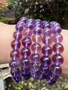Amethyst Brazilian Crystal Beaded Bracelet 8mm AAA+ Tranquility / Wisdom - Picture 1 of 6