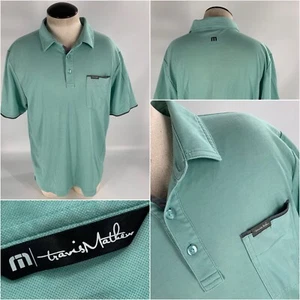 Travis Mathew Golf Polo Shirt M Men Mint Green Cotton Poly Made Peru YGI D3-78 - Picture 1 of 9