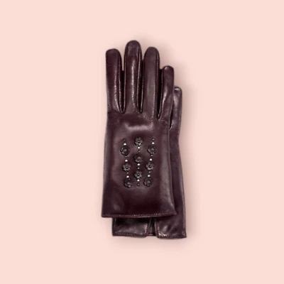 Mujer Cuero y Cachemira COACH Guantes con Cuentas Flores Talla 7 OP $165 Foto 1 de 4