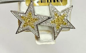 10k White Gold Star Earrings with 0.70cts of White & Yellow Diamonds    2.3g - Picture 1 of 5