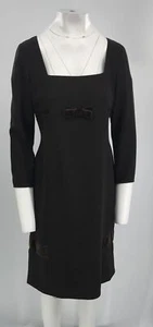 Valentino vintage Brown Square Neck Dress w/ Empire Waist Velvet Accents sz 10 - Picture 1 of 5