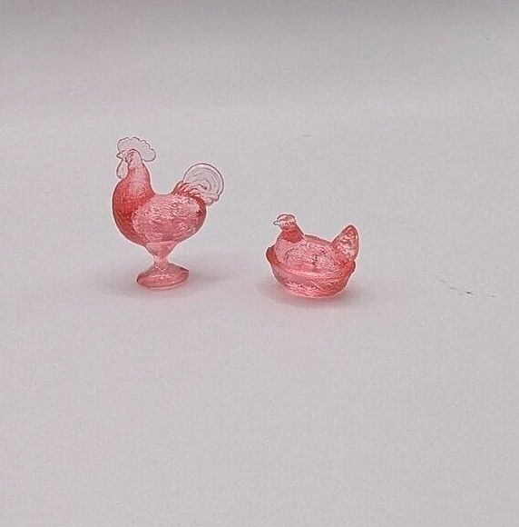 Rooster & Hen Pink Set CHRYSNBON a Dollhouse Miniature 1:12 Scale US SHIPPER - Image 1 of 1