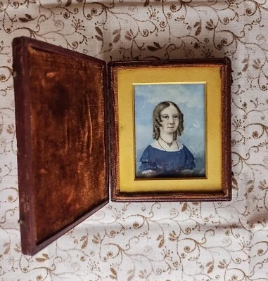 Antique Vintage Miniature Portrait Painting - Image 1 of 4