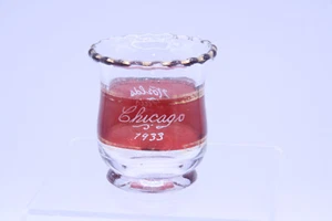 Ruby Stained Gilded Toothpick Worlds Fair 1933 Chicago - Cooperative Flint EAPG - Picture 1 of 8