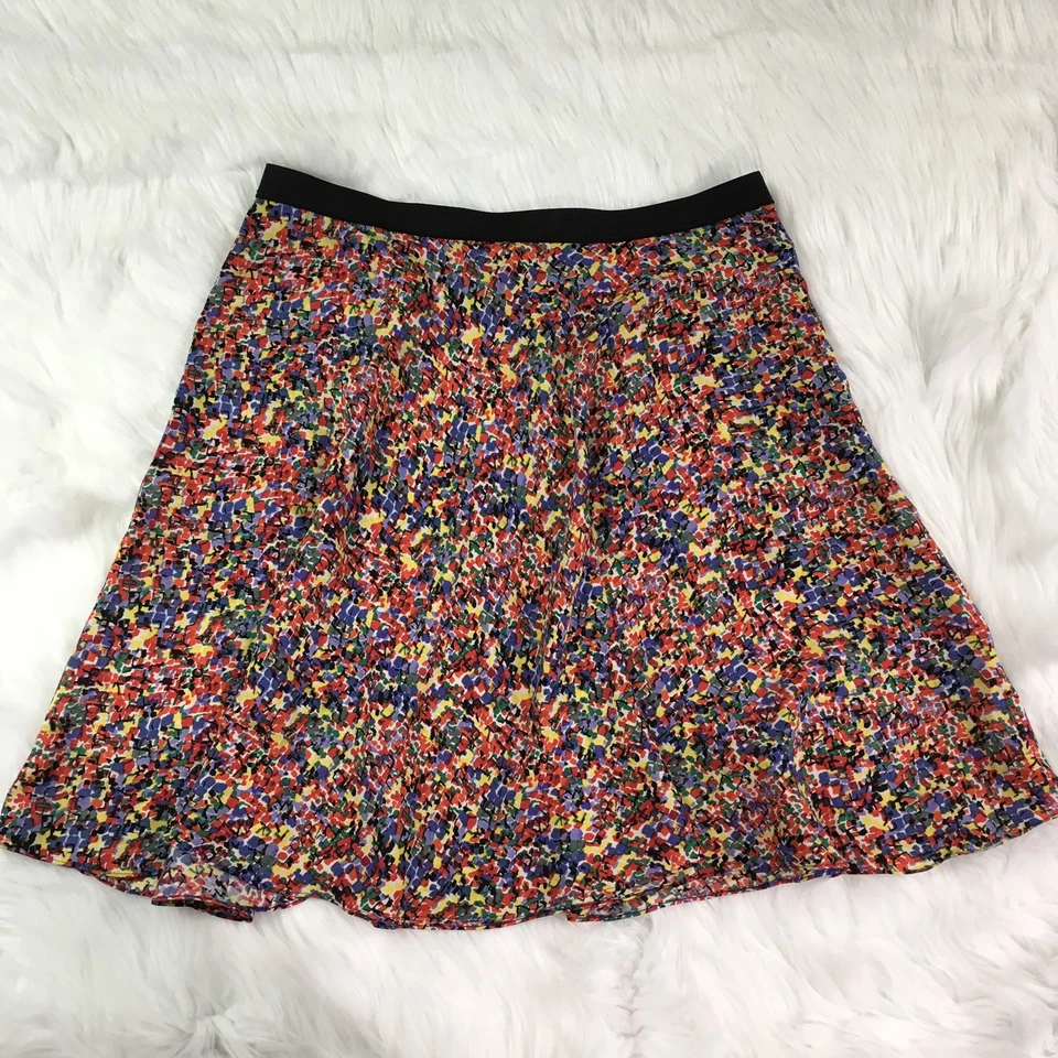 Falda oscilante floral de seda para mujer CATHERINE MALANDRINO talla 10 cremallera lateral Foto 1 de 4