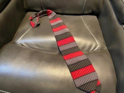 Corbata de cuello Giorgio Brutini 100 % seda de diseñador rojo/negro/gris para hombre Foto 1 de 3