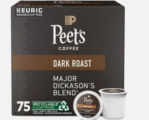 Peet's Coffee, Dark Roast Keurig K-Cup Pods- Major Dickason's Blend 75 Count - Picture 1 of 1