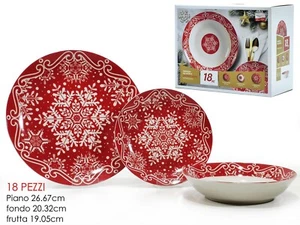 Servizio Piatti Natalizio Rotondi per 6 Persone 18 Pezzi Decoro Natale - Foto 1 di 1