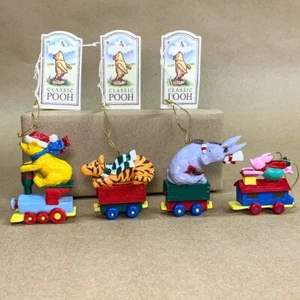 Classic Pooh & Friends Christmas Train Set of 4 Disney MCF Ornaments - Picture 1 of 15