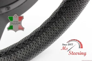 FOR RELIANT ROBIN MK 3 - PERF LEATHER STEERING WHEEL COVER, BLACK 2 STIT - Imagen 1 de 5