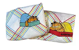 Vtg Garfield Twin Flat & Fitted Bed Sheets Primary Color Stripes 1978 USA READ - Picture 1 of 17