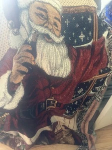 coca cola Santa Clause throw blanket With Fringe - Picture 1 of 6