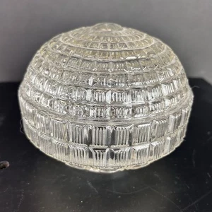 Vintage Art Deco MCM Decken Kugel Leuchte Glasschirm ~ Waffel ~ Retro ~ gerippt ~ 3 1/4" - Bild 1 von 9