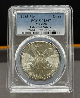 1985-Mo, PCGS MS67 - Mexico Libertad 1oz Silver,  .999 Fine - Image 1 of 2