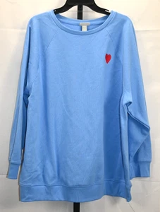 Sudadera Pullover Azul Con Corazón Rojo Talla 1X AVA & VIV NUEVA CON ETIQUETAS Algodón y Poliéster - Imagen 1 de 5
