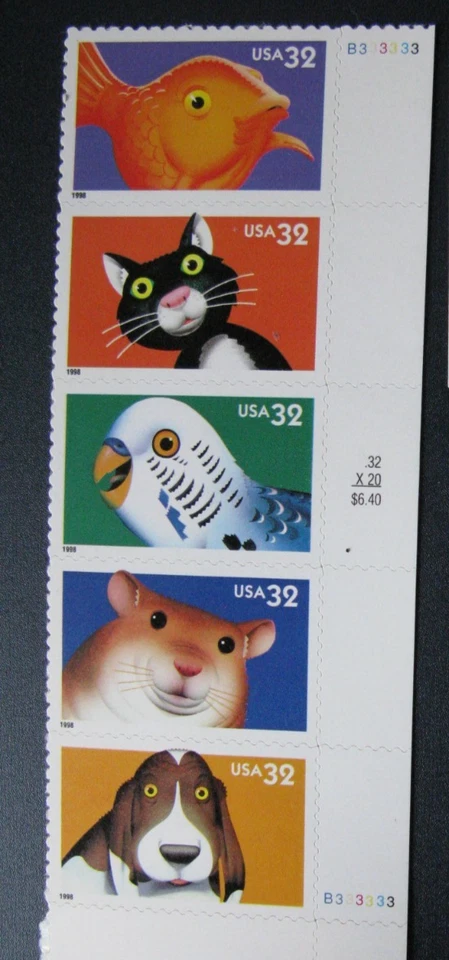 US Scott 3230-34, 1998, Bright Eyes,  singles or strip of 5, MNH see note - Image 1 of 1