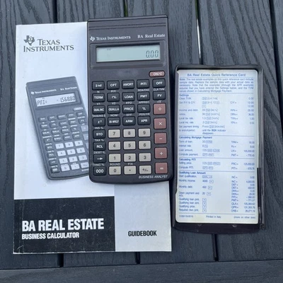 TEXAS INSTRUMENTS TI BA REAL ESTATE CALCULATOR with Original Guide Book - Image 1 of 2