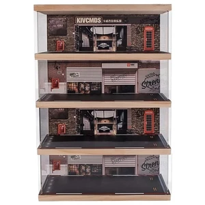 1:24 Scale 4-Tier Vehicle Display Case with Parking Lot Scene for Sports Car ... - Picture 1 of 6