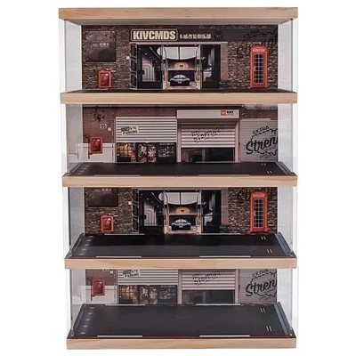 1:24 Scale 4-Tier Vehicle Display Case with Parking Lot Scene for Sports Car ... - Image 1 of 4
