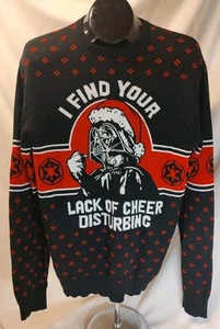 Star Wars Sweater Large Darth Vader "I Find Your Lack of Cheer Disturbing" Force - Picture 1 of 4