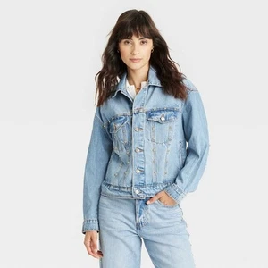 Women's Studded Denim Trucker Jacket - Universal Thread - Picture 1 of 18