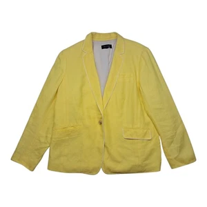 Talbots Blazer Jacket Womens 18 Yellow Linen Gold Button Preppy Career Old Money - Picture 1 of 13