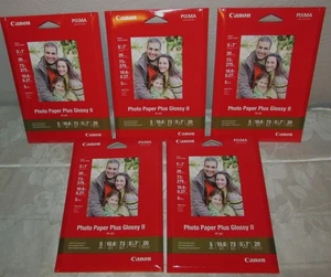 5 NEW PACKAGES CANON PP-201 PIXMA 5" X 7" PHOTO PAPER PLUS GLOSSY II, 100 SHEETS - Picture 1 of 7