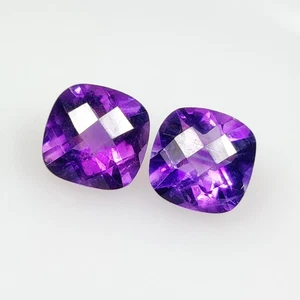 3.67 Ct Natural Purple Amethyst Top Luster Square Pair Cut - 9066 - Picture 1 of 2
