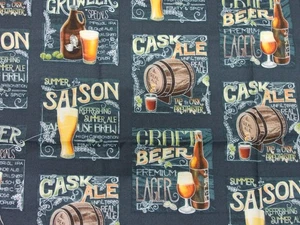 Beer Sign Themed Gray Cotton Quilting Fabric Fat Quarter + #4 - Picture 1 of 5
