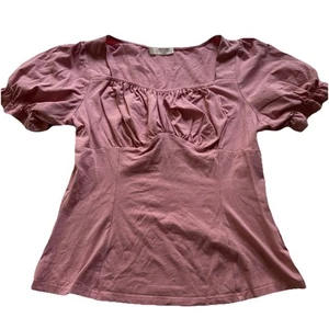 Belle Poque Women's Pink Sweetheart Neck Short Belle Sleeve Cinched Size Large - Picture 1 of 9