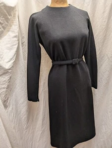 Vintage 1960's Black Wool Mod Cocktail Dress by Meg Madison M - Picture 1 of 7