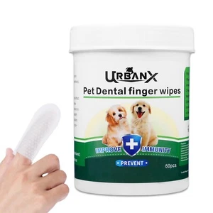 Toallitas limpiadoras de dientes para perros, gatos, eliminan el mal aliento eliminando la placa 60 piezas - Imagen 1 de 9