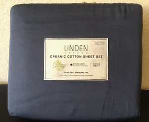 Linden Street Cal King Sheet Set 100% Organic Cotton Sateen 325TC Dark Gray NEW - Picture 1 of 5