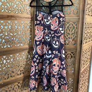 Orange Kürbis Halloween ärmelloses Kleid Kürbis Urlaub Rockabilly Sm - Bild 1 von 5
