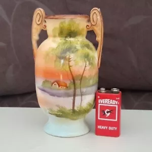 NORITAKE VASE..VINTAGE JAPAN HANDPAINTED SCENIC SMALL VASE..c1920..unsigned - Picture 1 of 6