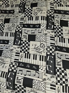 Vtg Fabric Traditions Fabric All That Jazz Piano Keys & Notes 2 Yrds 34" X 44"W - Picture 1 of 8