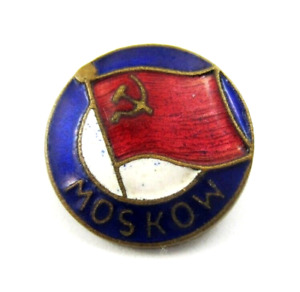 Vintage Old USSR Moscow Flag Pin Badge 1950s, Very rare
