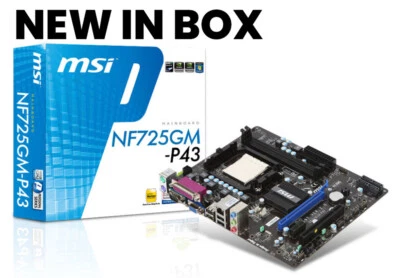 NEW MSI NF725GM-P43 VGA USB 2.0 DDR3 IDE PATA AM3 AMD mATX Micro ATX Motherboard - Image 1 of 4