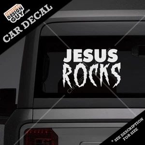 Adesivo decalcomania auto cristiana Jesus Rocks regalo cristiano religioso rad stile anni 80 - Foto 1 di 2