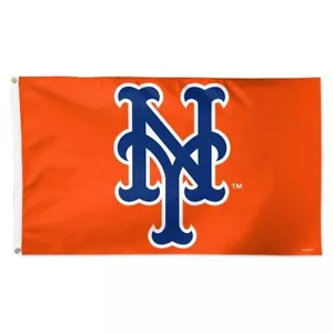 NEW YORK METS LOGO 3'X5' ORANGE DELUXE FLAG NEW WINCRAFT 👀 - Picture 1 of 1