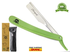 Maquinilla de afeitar Cut Throat para hombre, afeitadora, mango de plástico, afeitadora recta de peluquero, verde - Imagen 1 de 11
